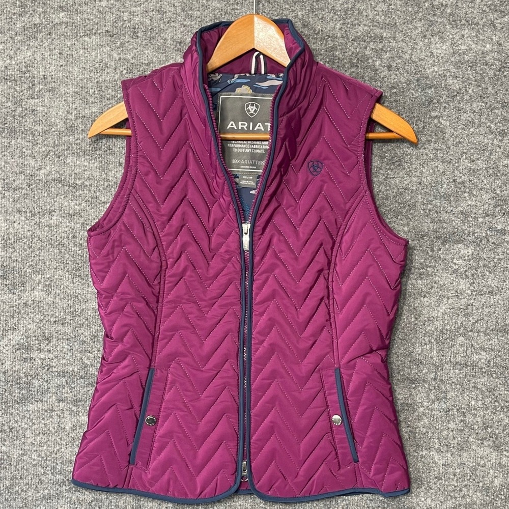 Ariat Ashley AriatTek‎ Insulated Vest Womens XS Berry Purple Chevron Quilted